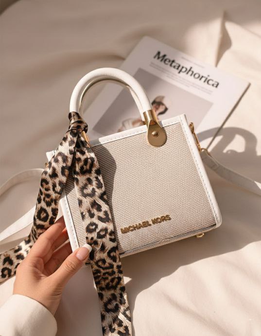 Mini Tote Bag بلمسة سكارف حريري – وردي